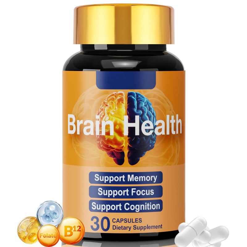 Brain Supplement for Memory and Focus, with NAD+ GPC Folate & Vitamin B12 | Brain Health Nutrition for Daily Cognitive & Brain Wellness, Mental Clarity Support, Improves Concentration 30 Capsules