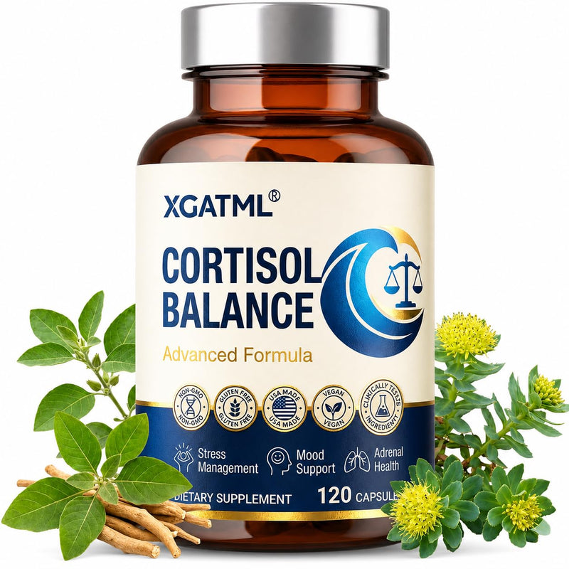 Cortisol Supplements for Women & Men, High Strength Formula | with Magnesium Glycinate and L-Theanine, Advanced Stress Management and Calm Energy Formula for Mood Balance