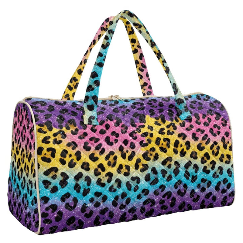 BIGCARJOB Leopard Print Travel Duffle Bag Large Overnight Bag Carry On Garment Duffel Bags Gym Accessories Personal Item Travel Bags for Women