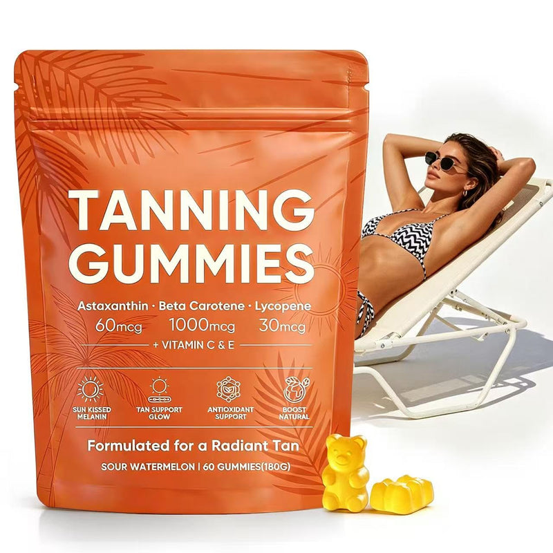 2026 New Skin Tanning Gummies for Women, Astaxanthin, Beta Carotene & Lycopene Blend with Vitamins C & E, Radiant Healthy Skin, Sour Watermelon Flavor, Vegan & Sugar-Free, 60 Count. (1 Pack)
