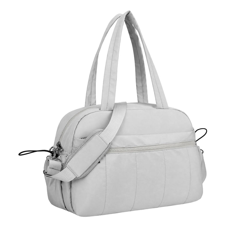 Perphy Travel Duffel Crossbody Bag for Women Men Multi Pocket Yoga Gym Tote with Adjustable Removable Strap Gray 15.7 * 6.3 * 11.0 inches 15.7*6.3*11.0 inches