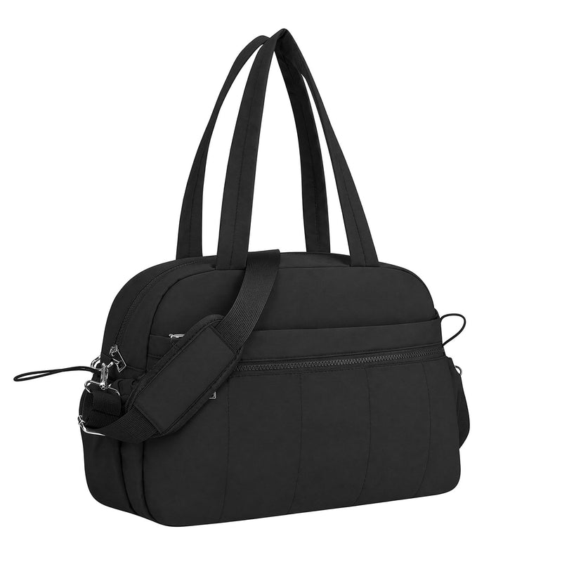 Perphy Travel Duffel Cross-body Bag for Women Multi-Pocket Yoga Gym Tote with Adjustable & Removable Strap Black 15.7 * 6.3 * 11.0 inches 15.7*6.3*11.0 inches
