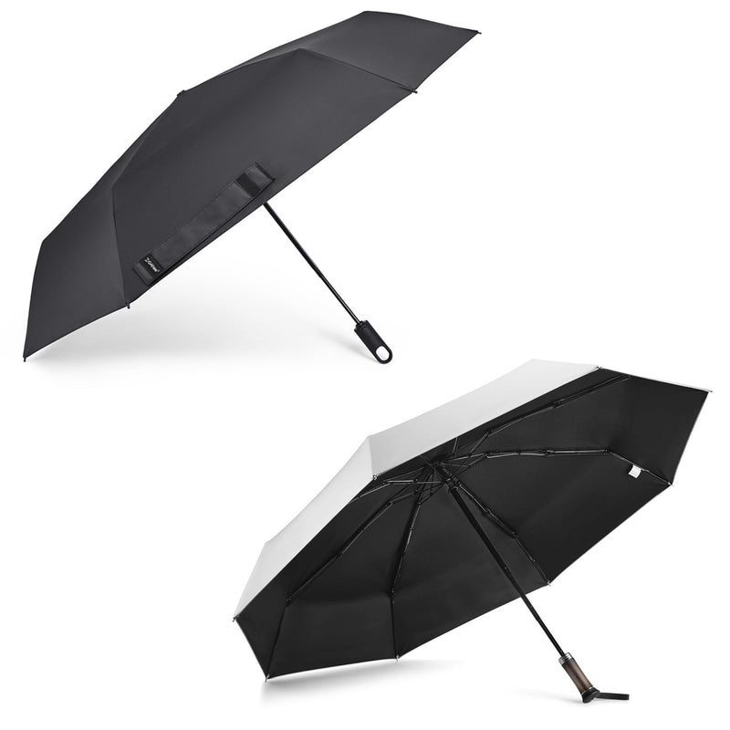 G4Free 46 Inch Mini Travel Umbrella with Retractable Handle Pocket Size Travel Umbrella with Ring Carabiner Handle, Automatic Open UV Protection