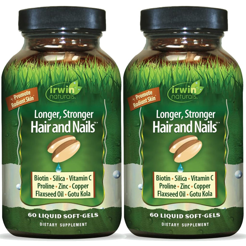 Irwin Naturals Healthy Skin & Hair Plus Nails 2-Pack | Nutrient Rich | Provides Shine and Strength | 2 X 60 Softgels 60 Count (Pack of 2)