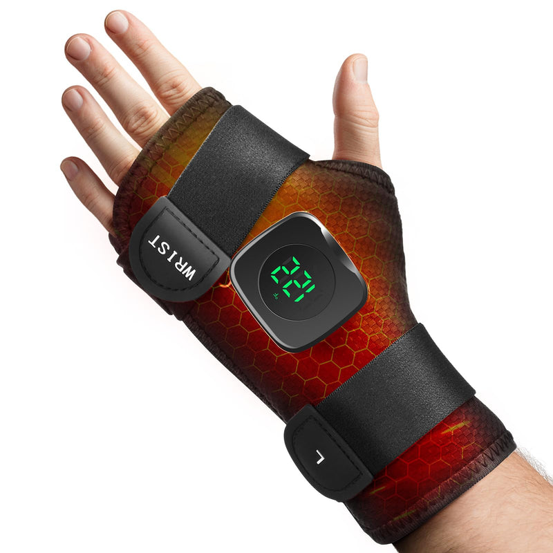 Wrist Heating Pad, Adjustable Wrist Support Brace with Heat for Men and Women, Heated Wrist Brace for Sport Sprain, Chore Fatigue, Sport Soreness Pain Relief- Left Hand