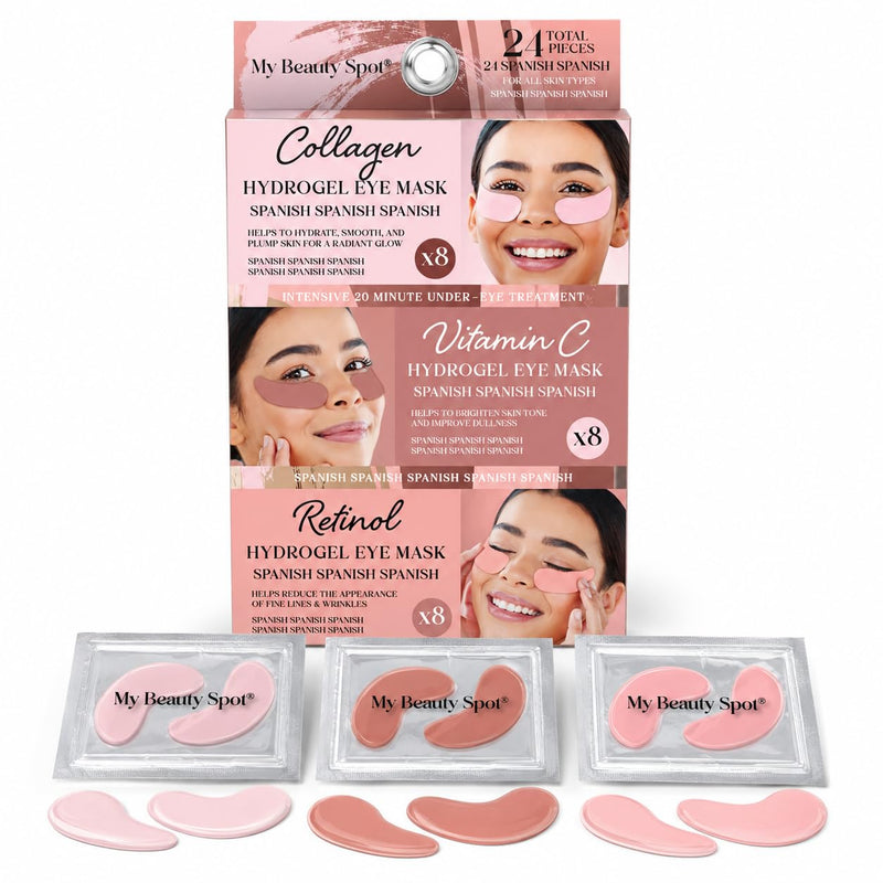 My Beauty Spot Hydrogel Eye Patches, 24 Piece Under Eye Mask Set with Collagen, Vitamin C & Retinol, Cooling Under Eye Patches for Puffy Eyes, Dark Circles, Wrinkles & Self Care Pink