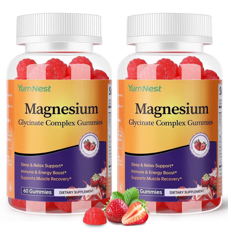 Magnesium Glycinate Gummies, 120 Count | Sugar Free Magnesium Glycinate, Citrate, Malate Blend Gummies for Adults with Vitamin C, B6, Zinc, Vegan
