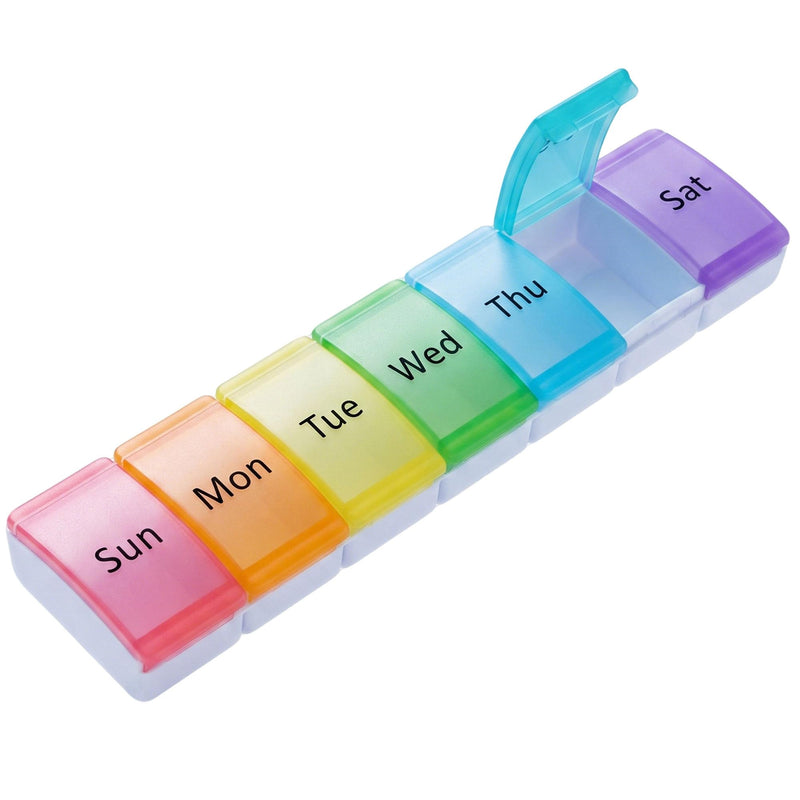Weekly Pill Organizer Large, 7 Day Pills Box Case Travel | Medicine Pill Organizers, for Big Vitamin Supplements Fish Oil, Easy Open White
