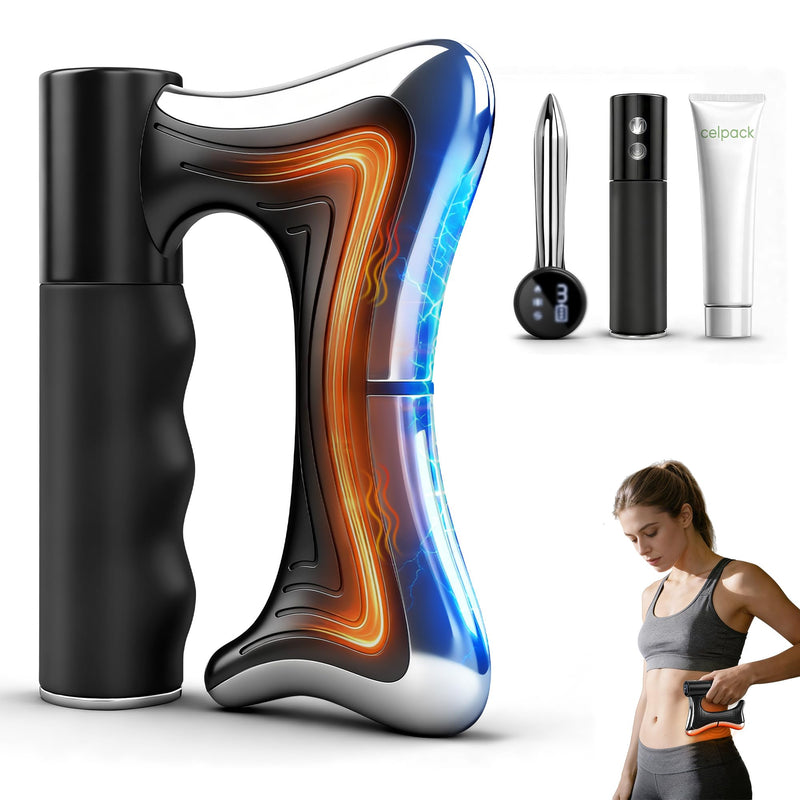 Heated Muscle Scraper Tool with Pulse & Vibration for Muscle Relief, Black | Heated Muscle Scraper with 3 Modes/Intensities, 10-Min Auto Shut-Off, Portable for Muscle Soreness Relief, Workouts & Home