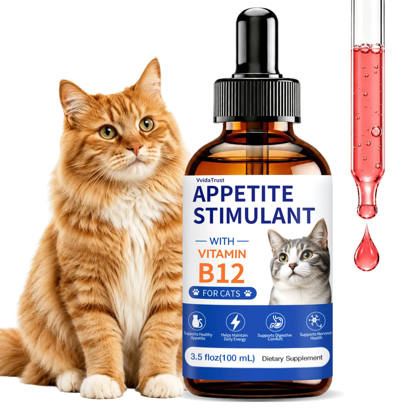 Appetite Stimulant for Cats – Vitamin B12 (Methylcobalamin) Supplement | Mood, Energy, Appetite, Immune System Support - 3.5 fl oz