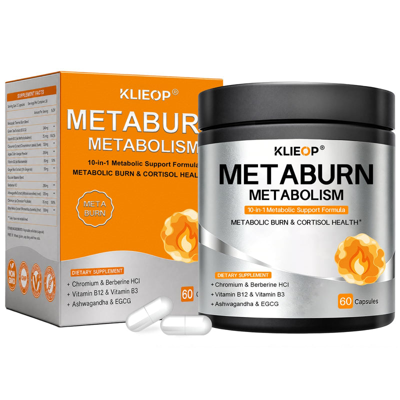 Metaburn Metabolism Booster & Appetite Suppressant for Weight Loss | Fat Burner Supplement for Women, Berberine, Green Tea & Vitamin B3, 60 Capsules 60 Count (Pack of 1)