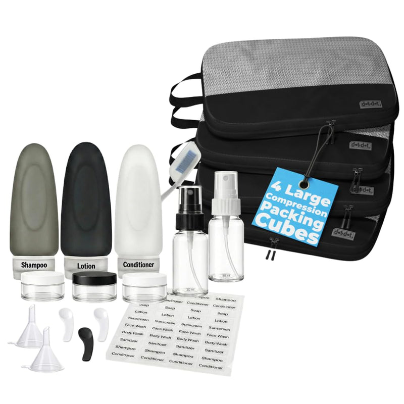 Dot&Dot Leak Proof Travel Bottles Compression Packing Cubes