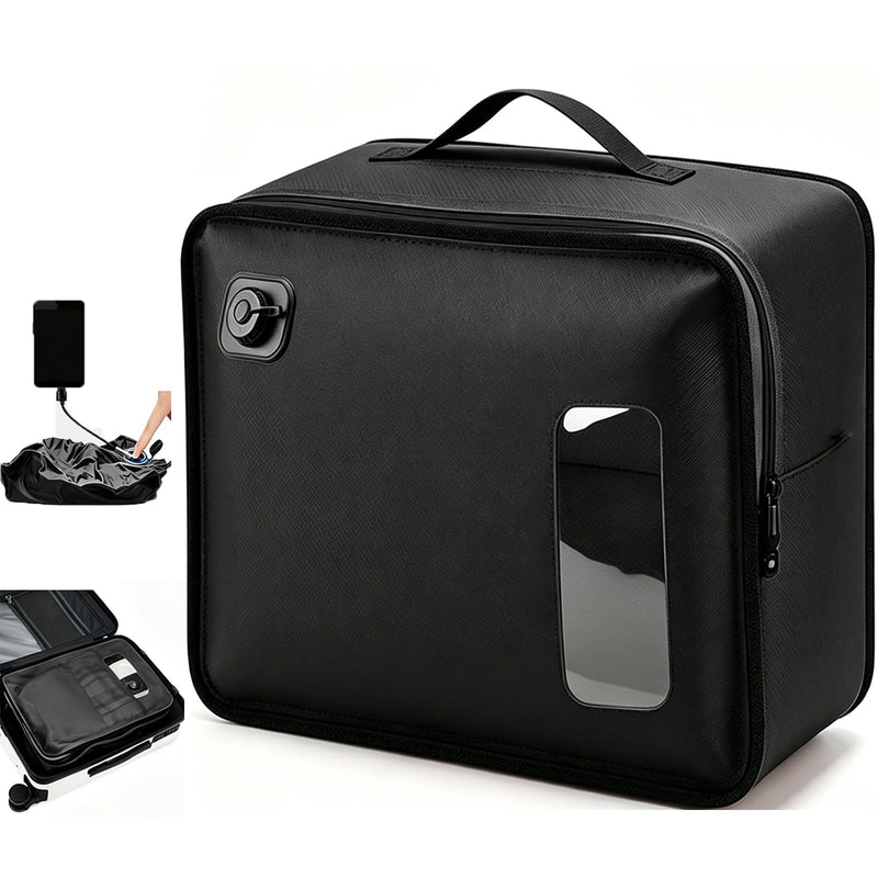Travel Vacuum Packing Cubes Space Saver with Built-in Pump (Black, 25L) | for Carry-On Suitcase and Backpack, Luggage Compression Storage Bags,IPX8 Waterproof ,180°Open,Reusable Vacuum Seal Pouch Black