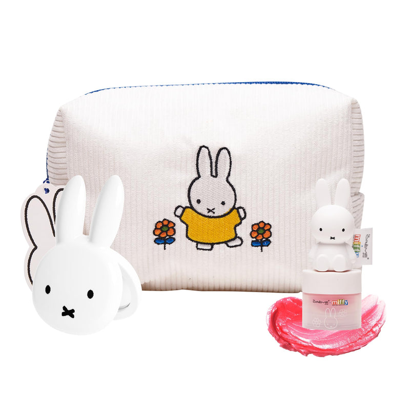 The Crème Shop Miffy Bestsellers Set Miffy Makeup Bag, Compact Mirror and Tinted Lip Balm (Rare Rose)