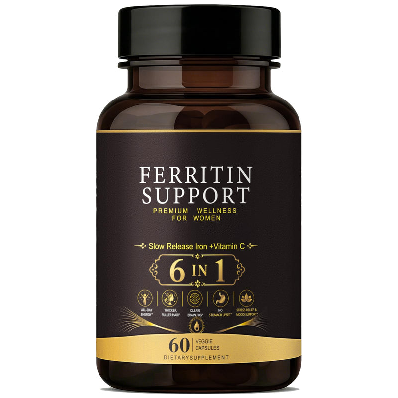 Ferritin Support Iron Supplement for Women – with Vitamin C, B12, B6, Folate, Zinc & Probiotics – Supports Healthy Iron & Energy Levels – 60 Capsules 60 Count (Pack of 1)