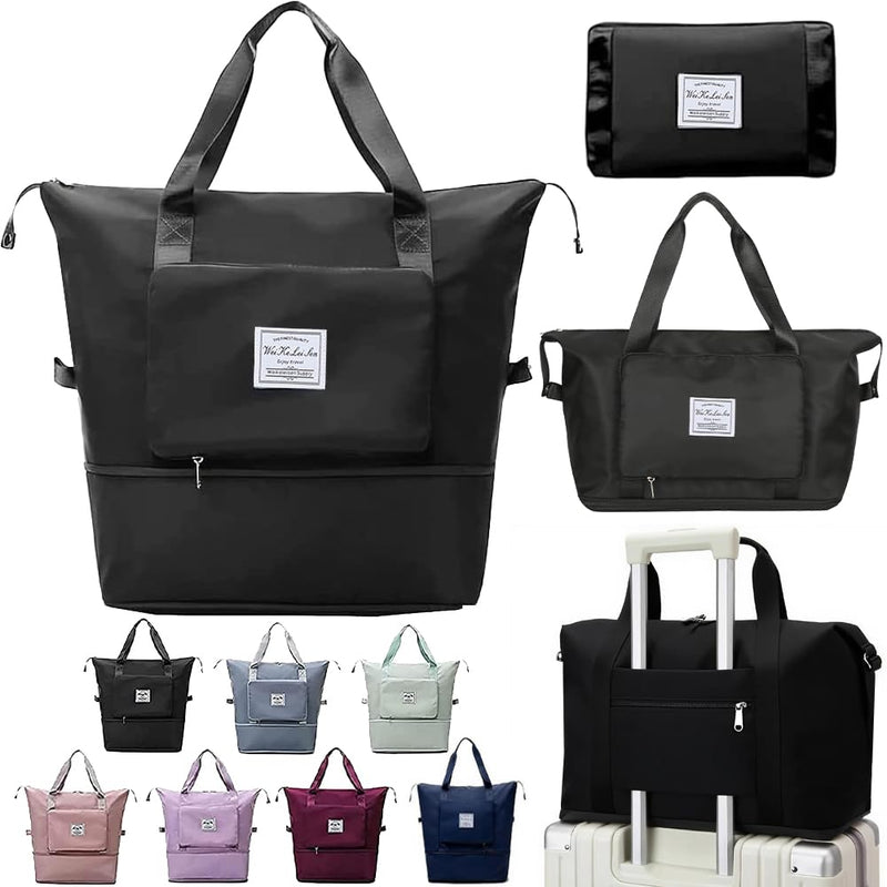 Large Capacity Foldable Travel Bag(Black) Dark Black