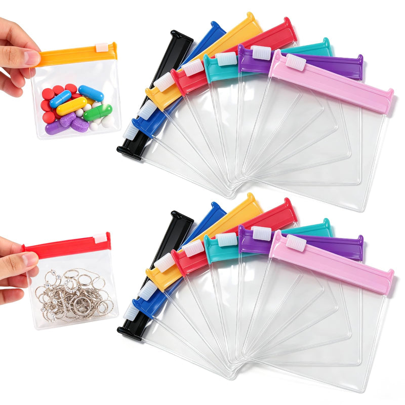 14Pack Self Sealing Medicine Bags, Pill Organizer for Travel, Reusable Waterproof Pill Pouch Set with Self-Sealing Zipper for Medicine, Vitamins, Small Items, Travel Items
