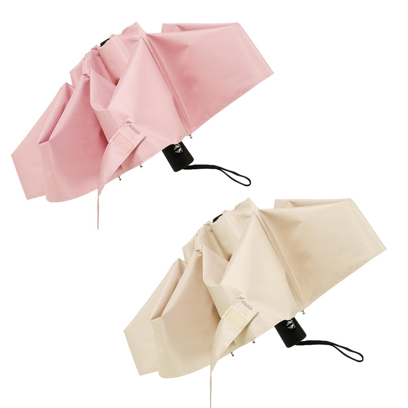 2PC Automatic Mini Travel Umbrellas for Rain/Sun, Small Lightweight Folding Auto Open/Close Windproof Compact Umbrellas for Women Men, Fits Car & Backpack