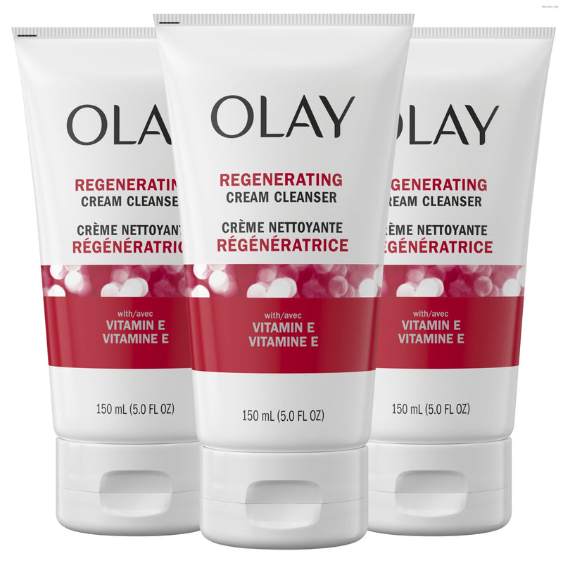 Olay Regenerist Cream Cleanser with Vitamin E, Facial Cleanser/Face Wash, 5 oz (Pack of 3) New 5 Fl Oz (Pack of 3)
