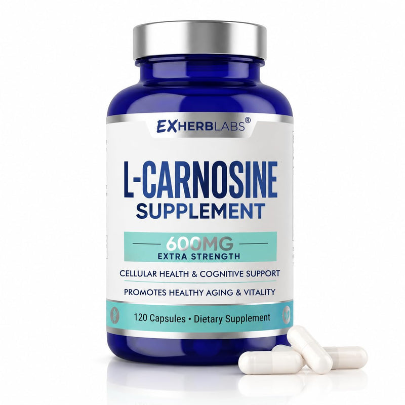 L-Carnosine Supplement 600mg, for Cellular Health & Cognitive | Antioxidant Defense & Muscle Recovery, Support Healthy Aging & Vitality, Gluten Free & Non-GMO, 120 Capsules, 60 Day Supply 120 Count (Pack of 1)