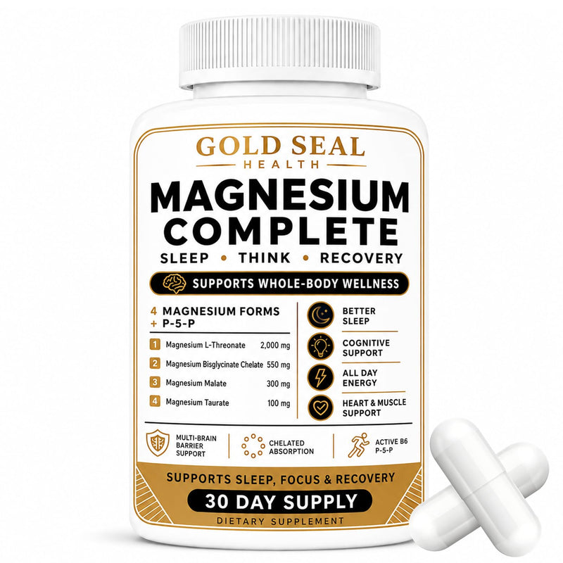 Gold Seal Magnesium Complete, 4 in 1 Multi-Source Magnesium Complex | with Magnesium Glycinate & Magnesium Malate, Vitamin B6, Vegan, 120 Capsules