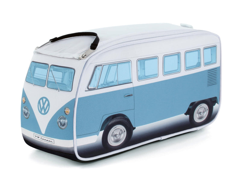 BRISA VW Collection - T1 Bus Camper Toiletry Bag Cosmetic Case | Volkswagen Toiletry Bag, Water-Resistant, 2 Elastic Compartments, Double Zipper, Travel, 600D Polyester, Blue & White