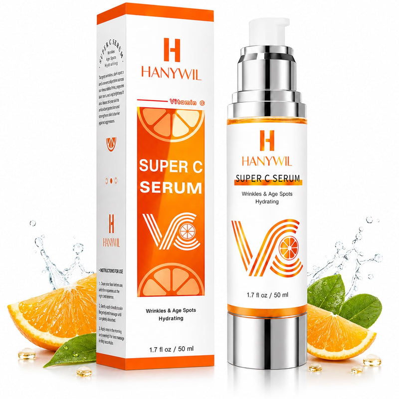 HANYWIL 20% Vitamin C Face Serum with Hyaluronic Acid, 1.7 fl oz | For Mature Skin, Dark Spots, Fine Lines & Dry Areas; With Vitamin E, Niacinamide & Aloe For Daily Am/Pm Skincare 1.7 Fl Oz (Pack of 1)