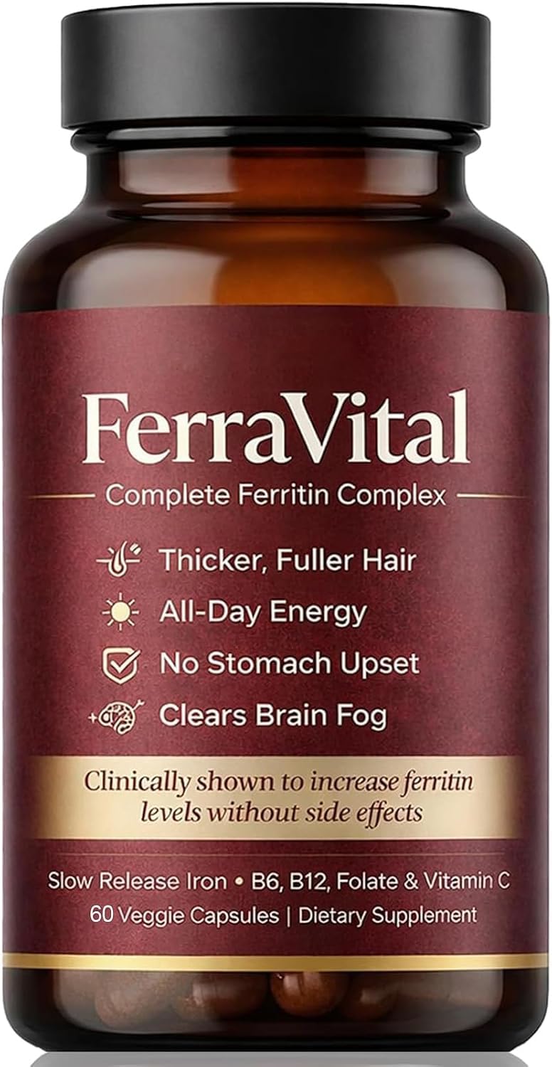 FerraVital Ferritin Support Iron Supplement for Women, 60 Capsules | With lactoferrin, vitamin C, L-lysine, active B vitamins and essential minerals for a streamlined daily routine.