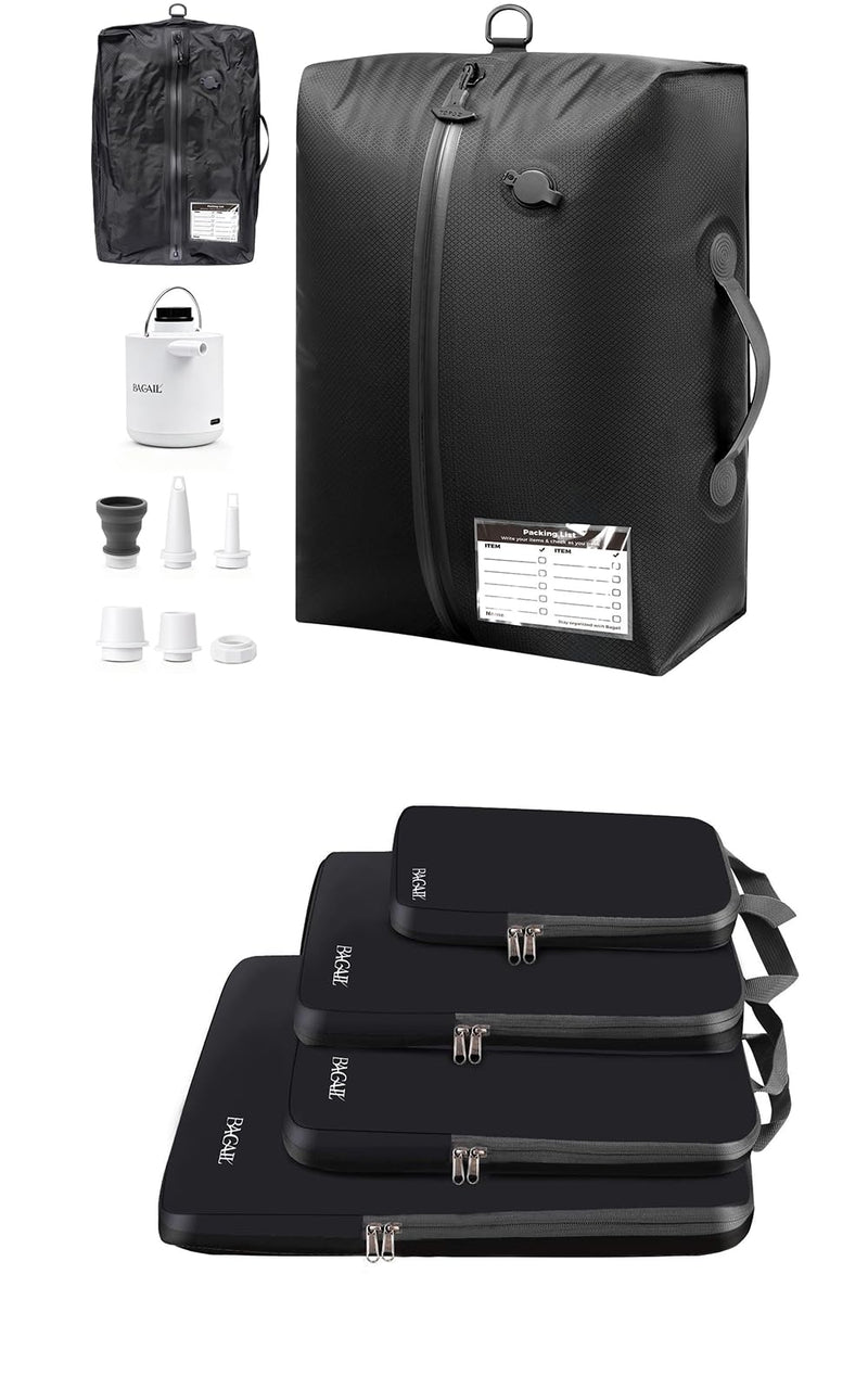 BAGAIL Compression Packing Cubes and TPU Travel Vacuum Bags