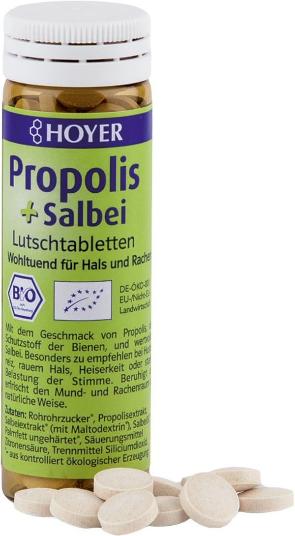 [Australia] - Hoyer Propolis & Sage Lozenges Organic - Soothing for Coughs & Hoarseness - With Propolis Extract & Sage Extract - 60 pieces (1 x 30 g) 60 pieces (pack of 1) 