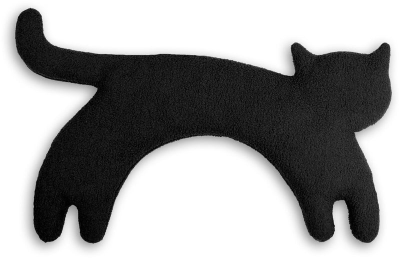 [Australia] - LESCHI heat pillow - grain pillow for microwave - animal cat black - cuddly neck pillow with organic wheat - ideal as a heat source in winter and for tension in the neck, shoulder, neck midnight / midnight 