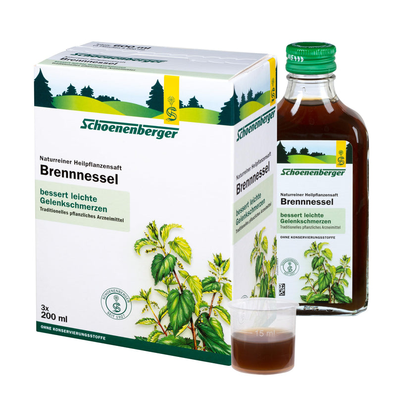 [Australia] - Schoenenberger - Nettle natural medicinal plant juice - 3x 200 ml glass bottle - over-the-counter medicine - for improving mild joint pain - organic 600 ml (pack of 1) 
