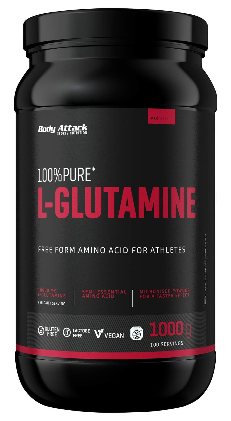 [Australia] - Body Attack 100% Pure L-Glutamine, 1 pack (1 x 1000g) 1 kg (1 pack) 