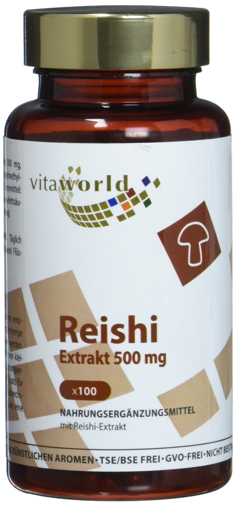 [Australia] - Vita World Reishi Extract 500 mg 100 capsules Apothecary Manufacture Vegan Ganoderma Lucidum Ling Zhi 