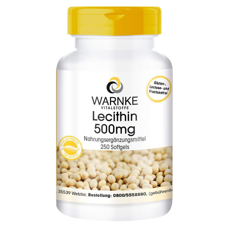 [Australia] - Lecithin 500mg - from soy - 250 softgels - GMO-free - high dosage - large pack | Warnke vital substances - German pharmacy quality 