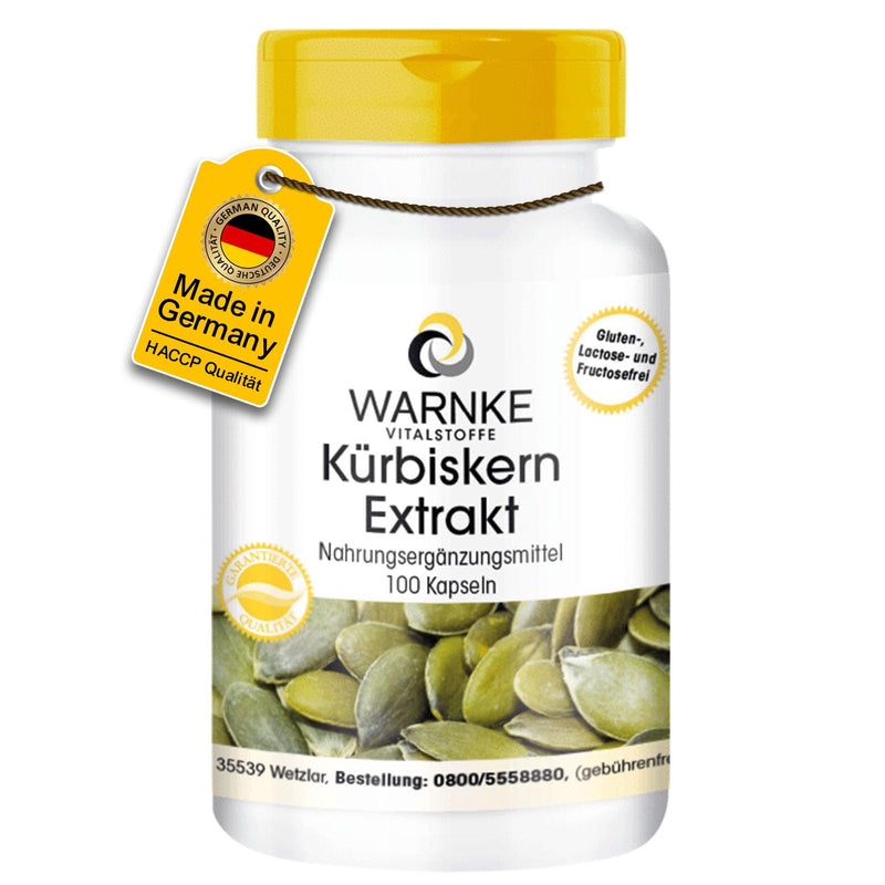 [Australia] - Pumpkin seed extract 500mg - 100 capsules - pumpkin seed plus vitamin E & selenium - high dosage | Warnke vital substances - German pharmacy quality 