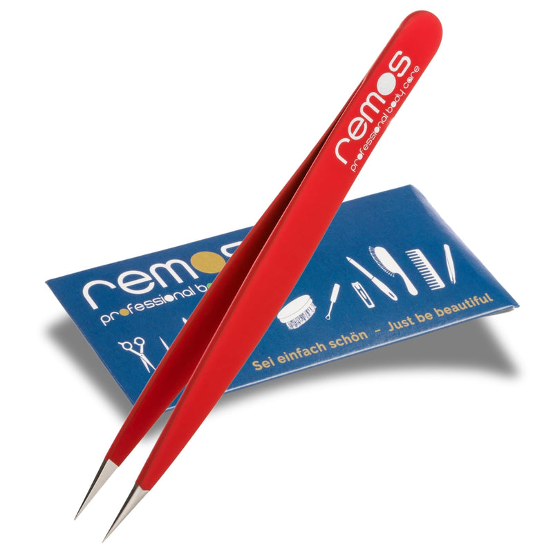 [Australia] - REMOS splinter tweezers - stainless steel [INOX] 9.5 cm - fine tip red 