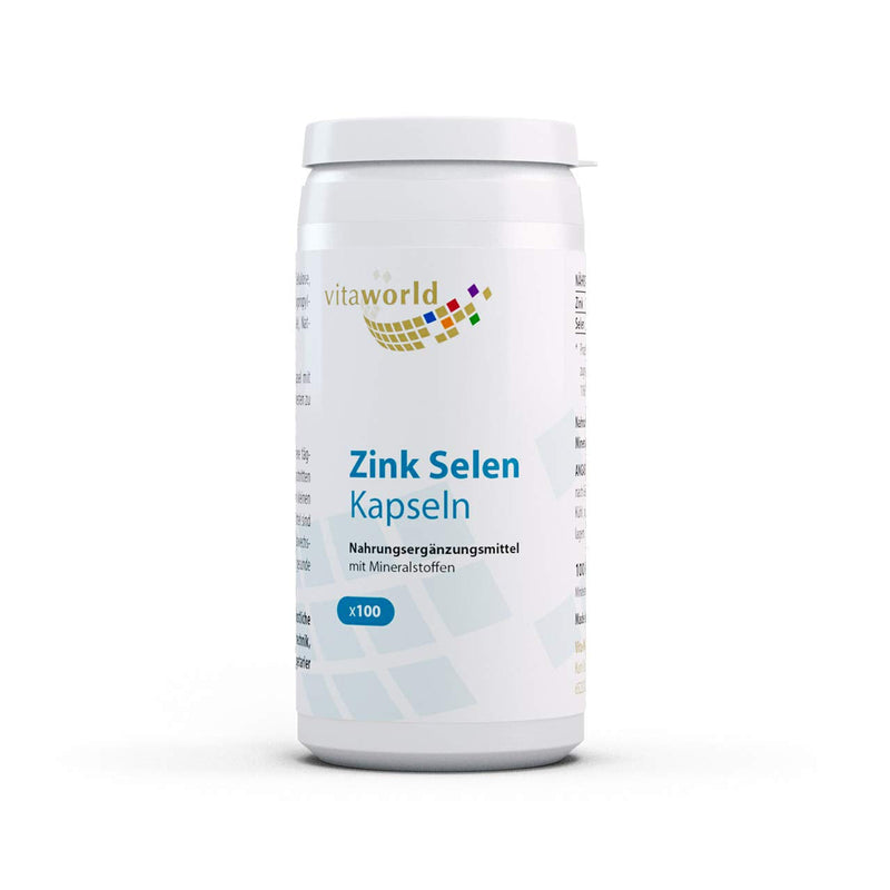[Australia] - Selenium zinc capsules - high-dose zinc and selenium 15mg zinc + selenium 100µg per day (100 vegan capsules) - ideal for the immune system, skin, hair and nails - laboratory tested, without additives, gluten-free - vitaworld 
