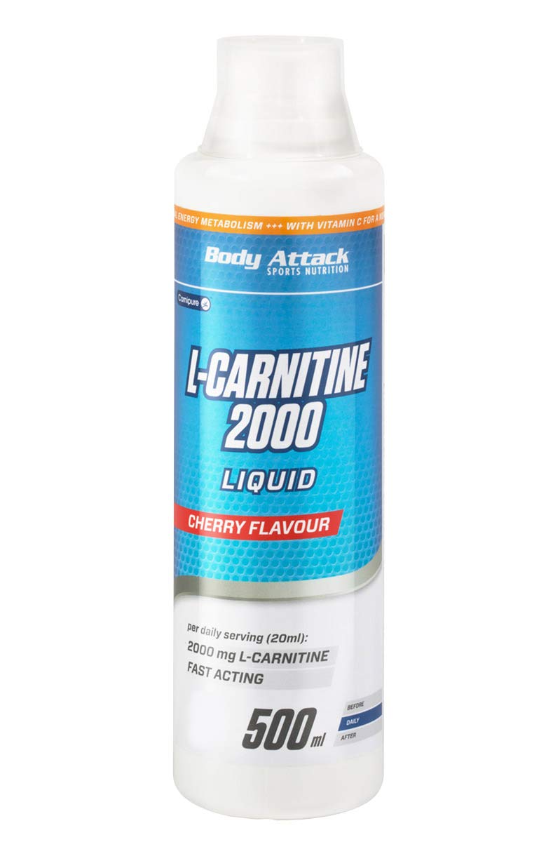 [Australia] - Body Attack L-Carnitine Liquid 2000mg per serving - vegan, liquid & high dosage - (Cherry, 500 ml) 