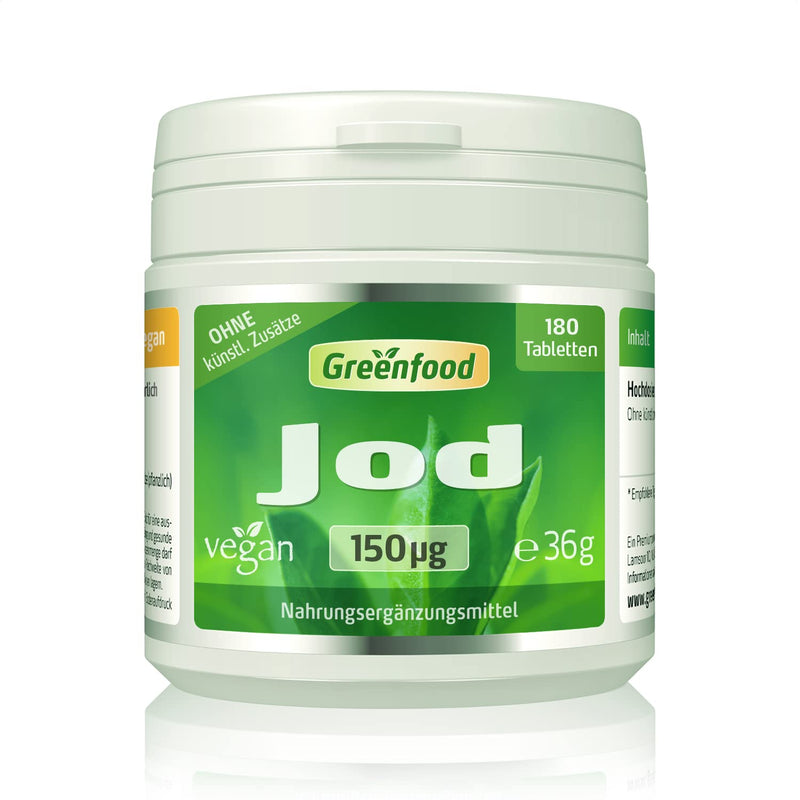 [Australia] - Iodine, 150 µg, normal daily requirement, 180 tablets, vegan - important for normal thyroid function, hormonal balance and nervous system. WITHOUT artificial additives. Without genetic engineering. 180 pieces (pack of 1) 