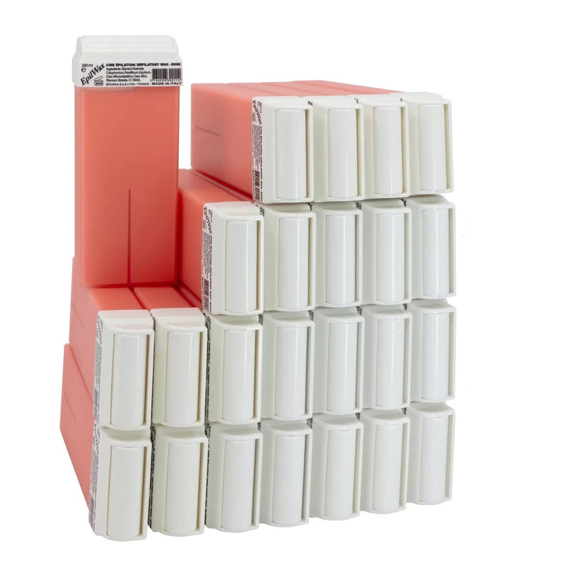 [Australia] - EpilWax wax cartridges set with 24 pink warm wax cartridges for hair removal, depilatory wax, 100 ml roll-on refill 