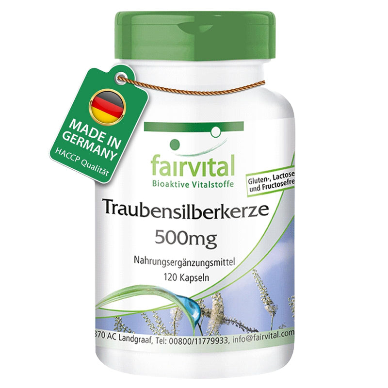 [Australia] - Fairvital | Black cohosh capsules 5000mg - 120 capsules - HIGH DOSE with 500mg black cohosh extract 10:1 per capsule - Black Cohosh - VEGAN - Cimicifuga Racemosa 