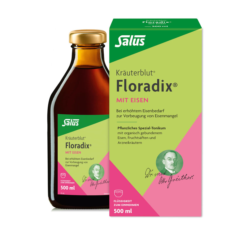 [Australia] - Salus Herbal Blood Floradix with Iron - 1x 500 ml - Special herbal tonic with organically bound iron, fruit juices and medicinal herbs - For full iron stores instead of iron deficiency 