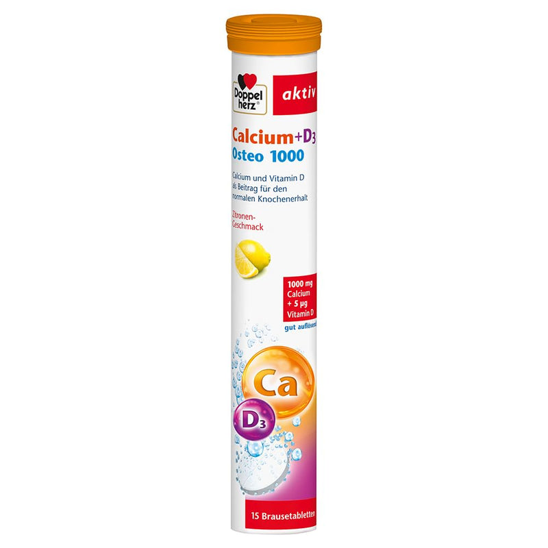 [Australia] - Doppelherz Calcium + D3 Osteo 1000 – With calcium and vitamin D as a contribution to normal bone maintenance – 15 effervescent tablets 