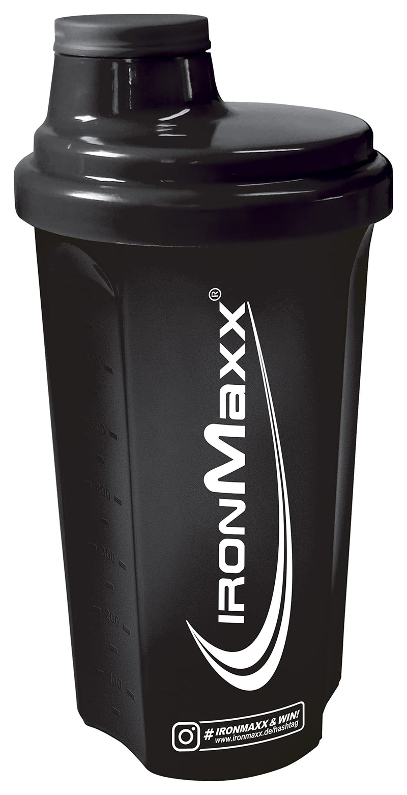 [Australia] - IronMaxx Protein Shaker - Black 700ml | Protein shaker with screw cap, sieve & measuring scale | Leak-proof, dishwasher-safe & free of plasticizers BPA & DEHP 