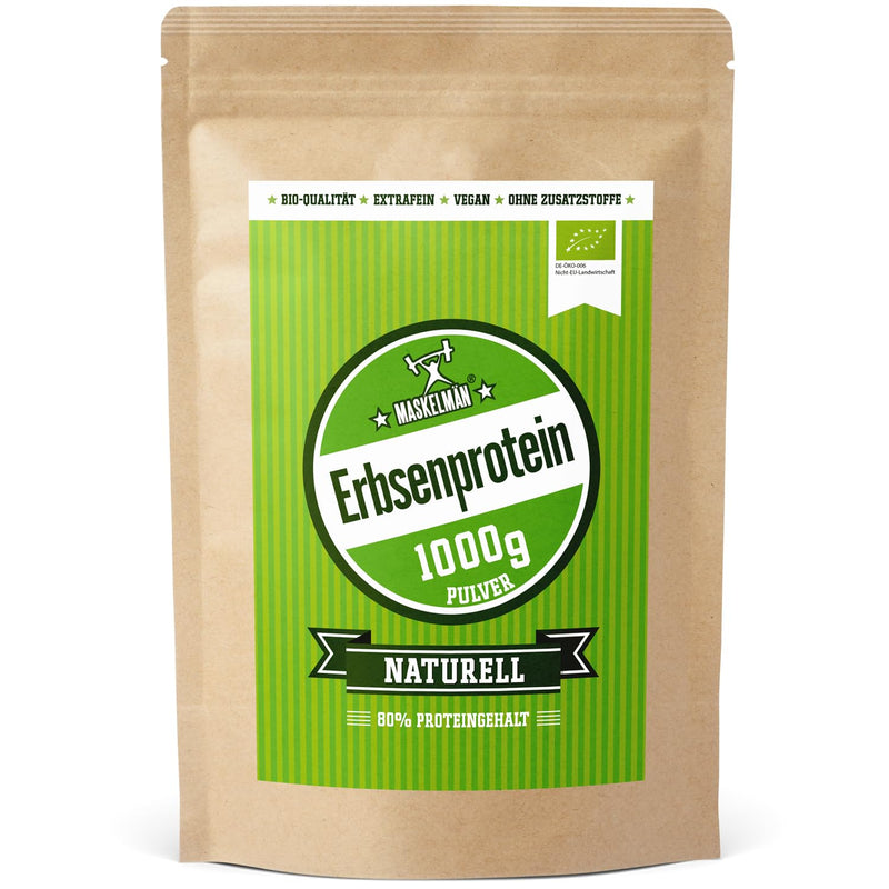 [Australia] - Organic pea protein powder - 1 KG - Pea flour including all essential amino acids - Vegan protein powder with 84% protein - Supports muscle building 