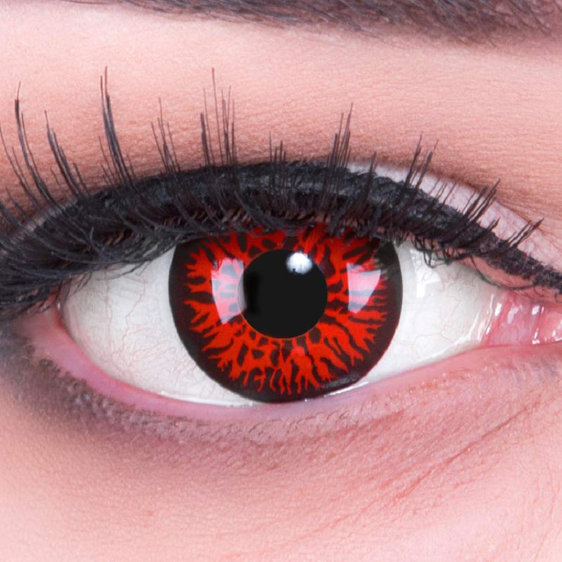 [Australia] - Meralens 1 pair of colored red Crazy Fun red demon annual contact lenses. Top quality for carnival and carnival with free contact lens case without strength 