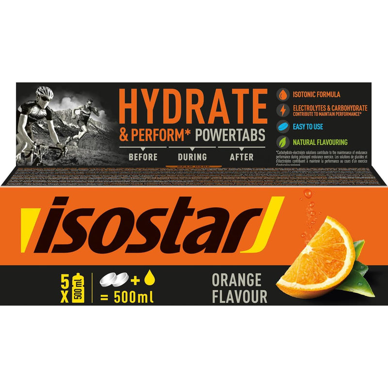 [Australia] - Isostar - Hydrate & Perform Powertabs with orange flavor - effervescent tablets for isotonic drinks - 10 tablets - 190908 Orange 