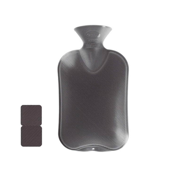 [Australia] - Fashy 35674.0 hot water bottle pack of 1 ~ thermoplastic hot water bottle double lamella, odorless, recyclable, robust and durable, seamless, narrow bottle neck ~ 2.0 liters, anthracite 1 piece (pack of 1) 