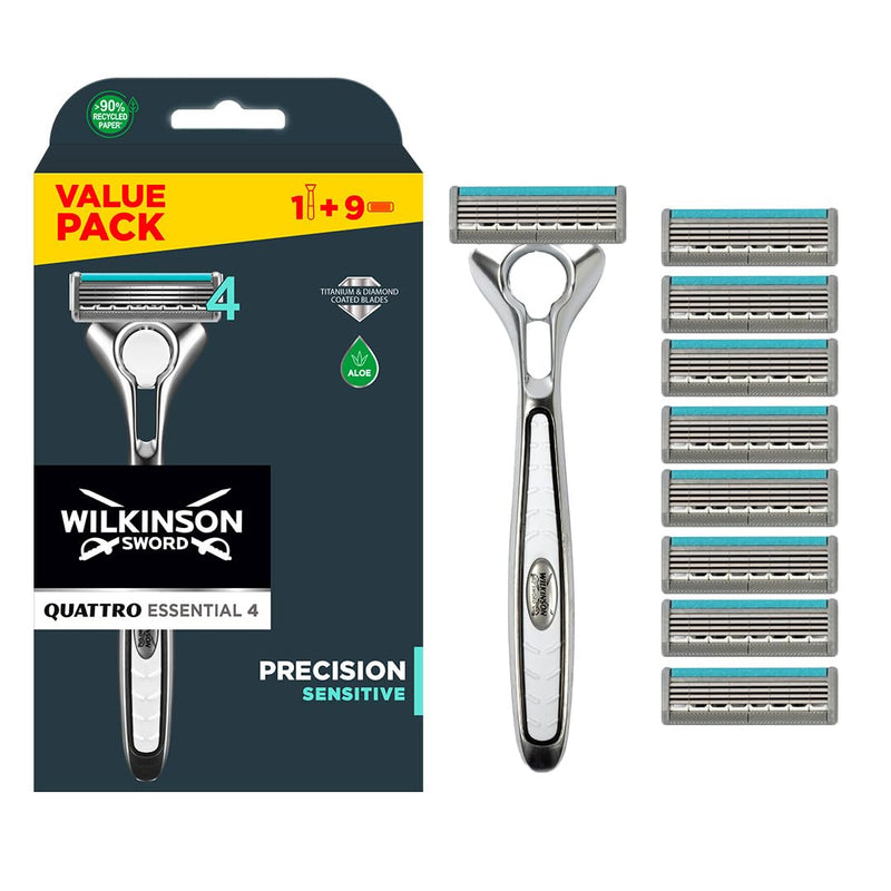 [Australia] - Wilkinson Sword Quattro Titanium razor blades with men's razors (assorted edition not selectable) 8 pcs 9-piece set 